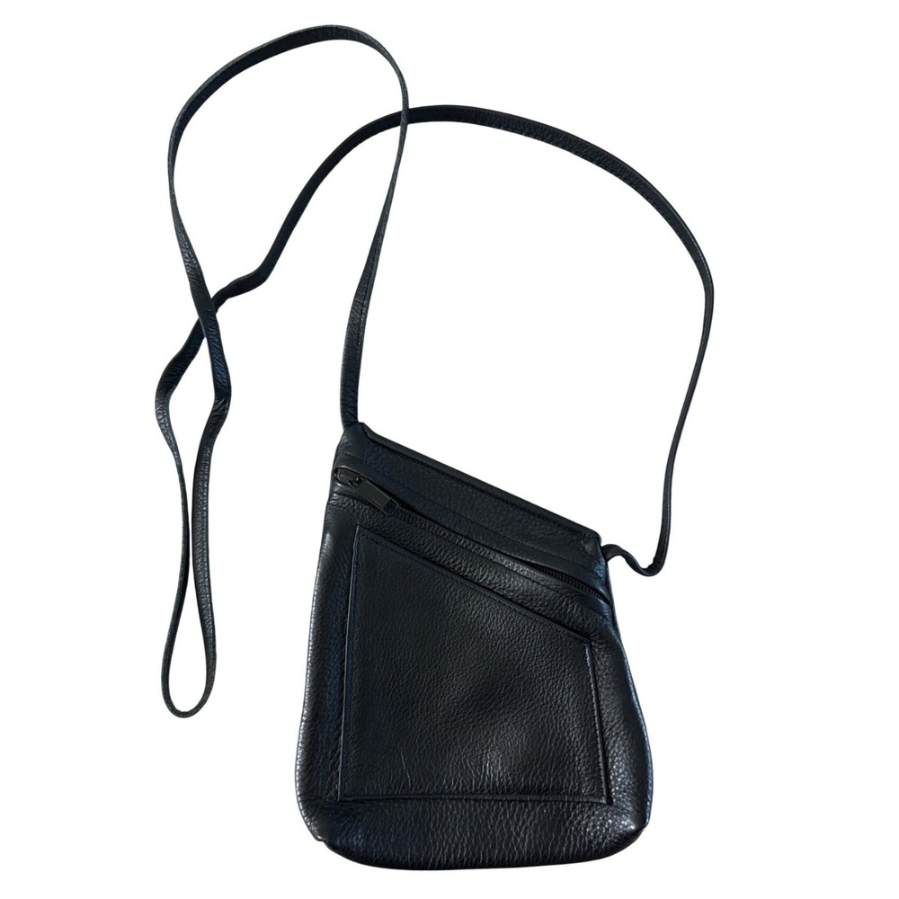 Tom Thomas Leathers Crossbody Bag Purse Dragonfly Black Leather Asymmetric